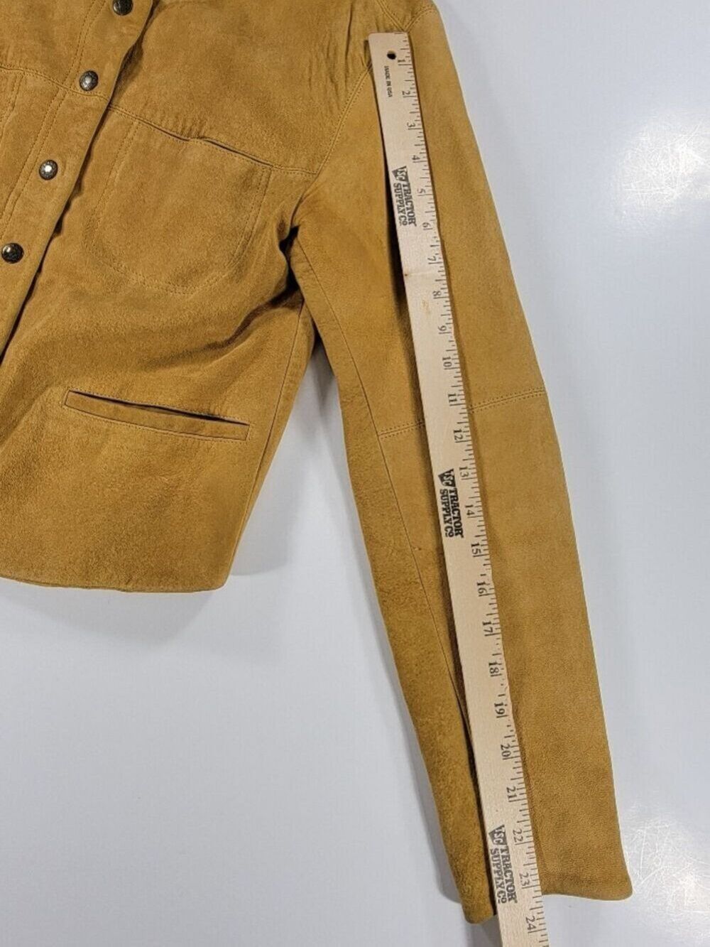 Free People Jacket Coat Sheep Suede Leather Tan Cropped Western Concert Festival - Picture 10 of 12